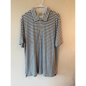 Faherty Sunwashed Polo Shirt Mens XL Ivory Breton Stripe Organic Cotton Relaxed